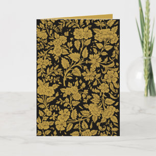 Antikes Gold-Blumenmuster Indische Lackarbeit Schw Karte