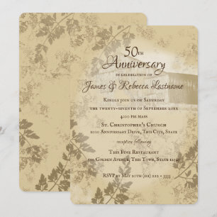 Antikes Gold Country Barn 50. Hochzeitstag Einladung