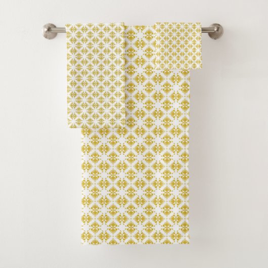 Antikes Gold Damask Muster Badetuch Set (Insitu)