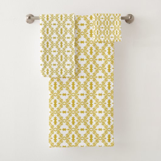 Antikes Gold Damask Muster Badetuch Set (Insitu)