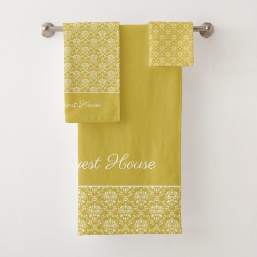 Antikes Gold Damask Muster Badetuch Set (Insitu)