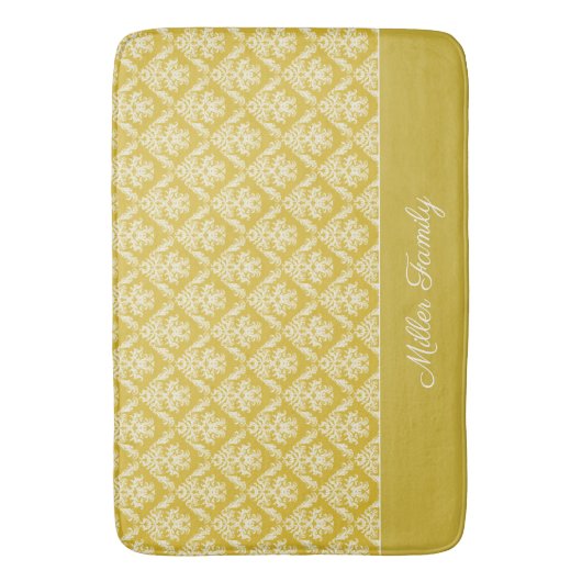 Antikes Gold Damask Muster Bath Mat Badematte (Vorderseite Vertikal)