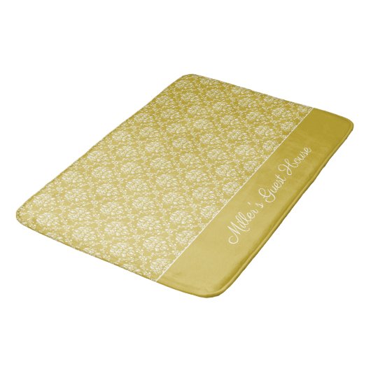 Antikes Gold Damask Muster Bath Mat Badematte (Schrägansicht)