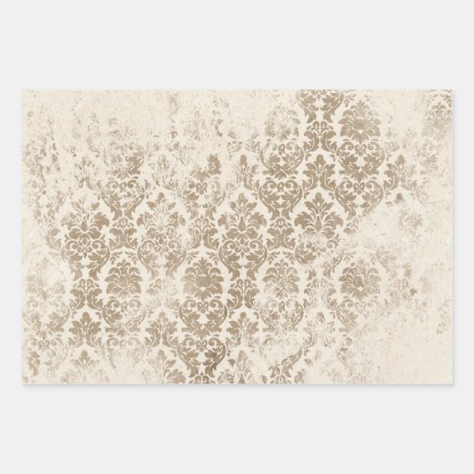 Antikes Gold Damask Muster Geschenkpapier Set (Vorderseite 3)