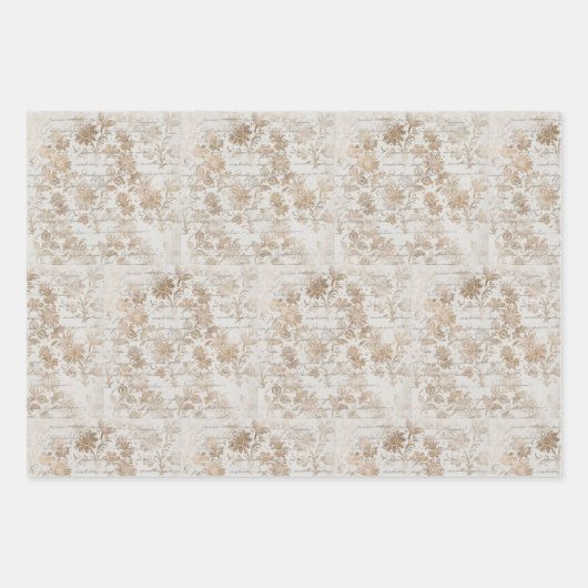 Antikes Gold-Damaskus-Skript Geschenkpapier Set (Vorderseite 3)