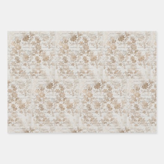 Antikes Gold-Damaskus-Skript Geschenkpapier Set (Vorderseite 2)