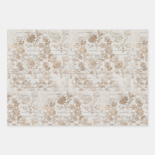 Antikes Gold-Damaskus-Skript Geschenkpapier Set (Vorderseite)