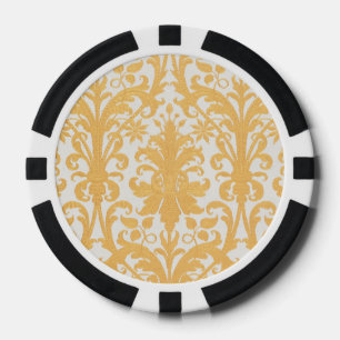 Antikes Gold Damast Blumen Hochzeitsmuster Pokerchips