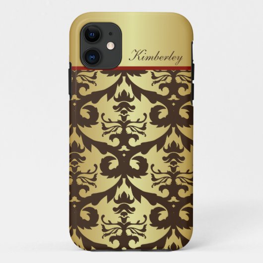 Antikes Gold Damast Case-Mate iPhone Hülle (Rückseite)