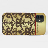 Antikes Gold Damast Case-Mate iPhone Hülle (Rückseite (Horizontal))