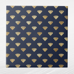 Antikes Gold Diamant Art Deco Marineblau Fliese