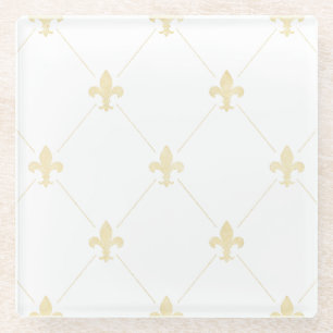 Antikes Gold Fleur-de-lis Glasuntersetzer