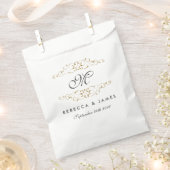 Antikes Gold Geblüht Monogram-Gastgeschenk Hochzei Geschenktütchen (Ausgeschnitten)