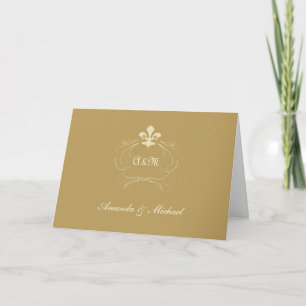 Antikes Gold Hochzeit Fleur de Lis Dankeschön Dankeskarte