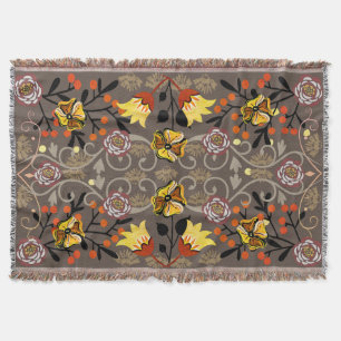 Antikes Gold-Rollo Gelbe Blumen Bronze Blumenmuste Decke