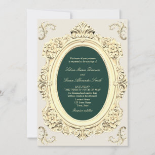Antikes Gold Smaragdgrün Hochzeit Einladung