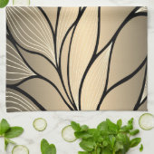 Antikes Gold Verlassen Muster Geschirrtuch (Gefaltet)