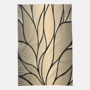 Antikes Gold Verlassen Muster Geschirrtuch