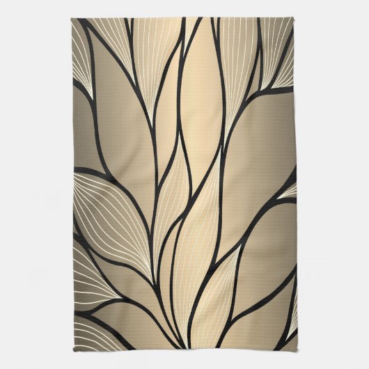 Antikes Gold Verlassen Muster Geschirrtuch (Vertikal)