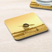 Antikes Golden Yellow Flugzeug Getränkeuntersetzer (Linke Seite)