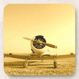 Antikes Golden Yellow Flugzeug Getränkeuntersetzer