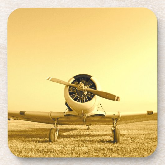 Antikes Golden Yellow Flugzeug Getränkeuntersetzer (Vorderseite)