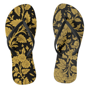 Antikes goldenes florales indisches Lackarbeit-Sch Badesandalen