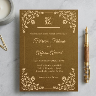 Antikes goldenes florales Nikkah-islamisches musli Einladung