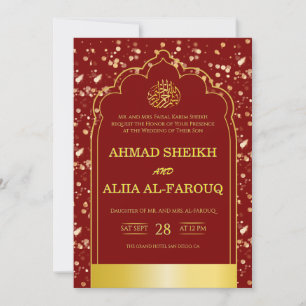 Antikes Goldtor Burgund islamische Hochzeit  Einladung