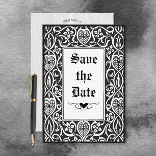Antikes Gothic-Schwarz-Weiß-Roycroft-Rahmen Save The Date