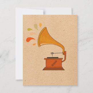 antikes Grammophon mit Musik-Spritzern auf Braun