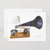 Antikes Gramophon Postkarte (Vorne/Hinten)