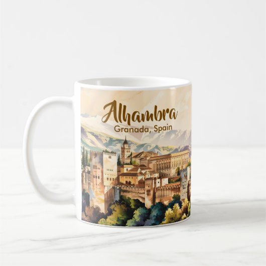 Antikes Granada Spanien Alhambra Aquarell Reise Kaffeetasse (Links)