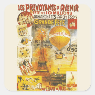 Antikes Grand Fete Fair Paris Plakat Quadratischer Aufkleber