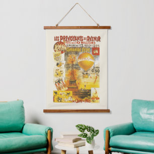 Antikes Grand Fete Fair Paris Plakat Wandteppich Mit Holzrahmen