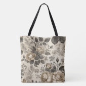 Antikes graues Blumenmuster Tasche (Rückseite)