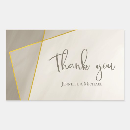 antikes graues, modernes Goldrahmen Rechteckiger Aufkleber (Vorderseite)