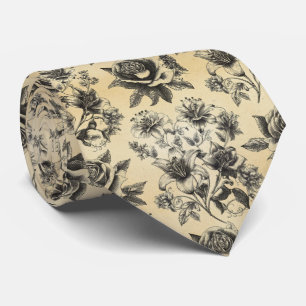 Antikes graviertes Blumenmuster Krawatte