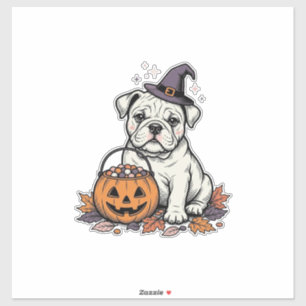 Antikes graviertes Halloween-Bulldoggen-Kürbisdesi Aufkleber