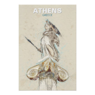 Antikes Griechenland Athena Statue Skizze Poster