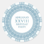 Antikes Griechenland thematisches Party mit blauen Runder Aufkleber (Vorderseite)