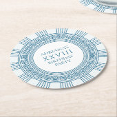 Antikes Griechenland thematisches Party mit blauen Runder Pappuntersetzer (Angewinkelt)