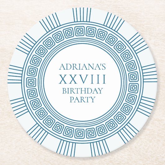 Antikes Griechenland thematisches Party mit blauen Runder Pappuntersetzer (Vorderseite)