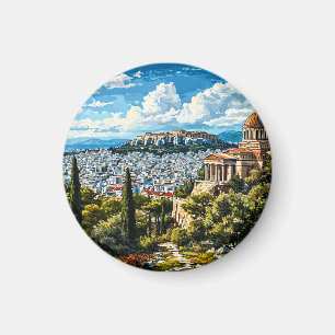 Antikes griechisches Monument im historischen Athe Magnet