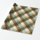 Antikes Grün Braun Karo Weizen Karomuster Geschenkpapier (Ungerollt)