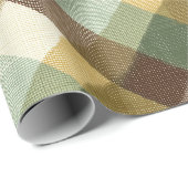 Antikes Grün Braun Karo Weizen Karomuster Geschenkpapier (Rolleneckpunkt)