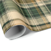 Antikes Grün Braun Karo Weizen Karomuster Geschenkpapier (Rolleneckpunkt)