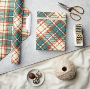Antikes grün kariertes Tissue-Papier Geschenkpapier