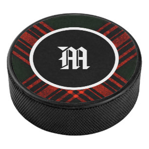 Antikes Grün- und Blaujäger-Tartan-Puck Eishockey Puck