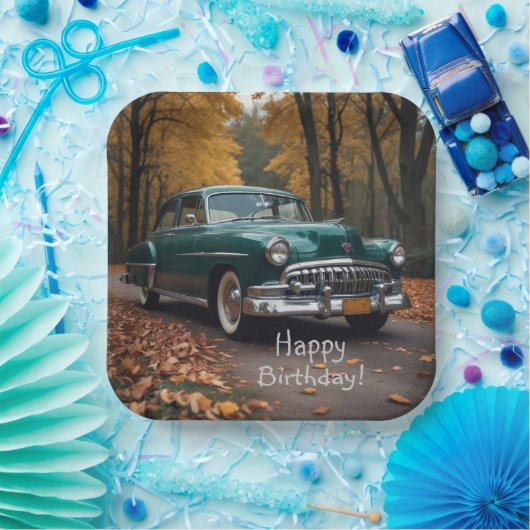 Antikes grünes Auto Pappteller (Party)